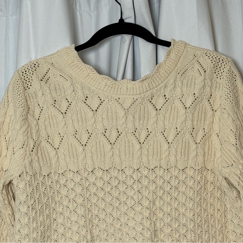 ba&sh Jump Cardigan Cropped Crochet Scalloped Cream Size 3 Womens US 8 Parisian - Picture 10 of 15